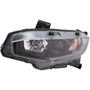 HONDA CIVIC COUPE HEAD LAMP ASSY LEFT (Driver Side) (HALOGEN)(BLACK BEZEL)**CAPA** OEM#33150TBAA31 2019-2020 PL#HO2502192C