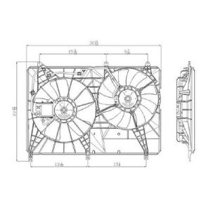 MITSUBISHI ENDEAVOR RADIATOR & A/C FAN ASSY (DUAL FAN) OEM#MR968066-PFM 2010-2011 PL#MI3115122