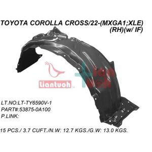 TOYOTA COROLLA CROSS  FENDER LINER RIGHT (Passenger Side) (XLE) OEM#538750A100 2022-2023 PL#TO1249252