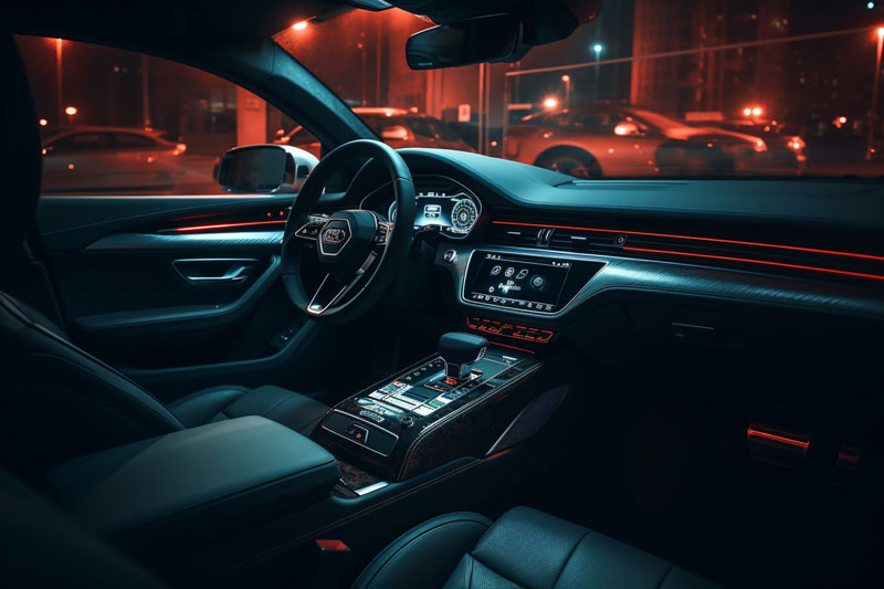 car interior with ambient LED light